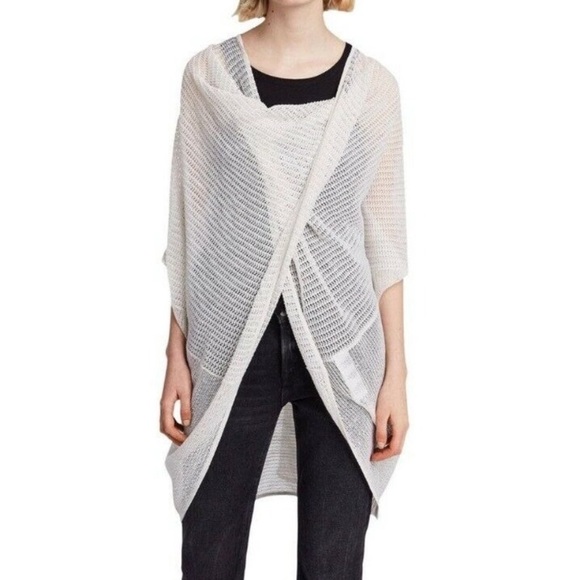 All Saints Tops - Allsaints White Lightweight Open Knit Itat Twist Tee Draped Layering Shirt Top